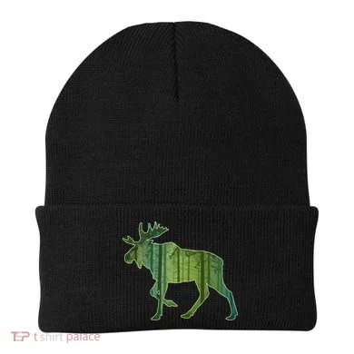 Moose Forest Silhouette Beanie