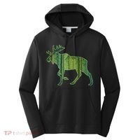 Moose Forest Silhouette Performance Fleece Hoodie thumb 0