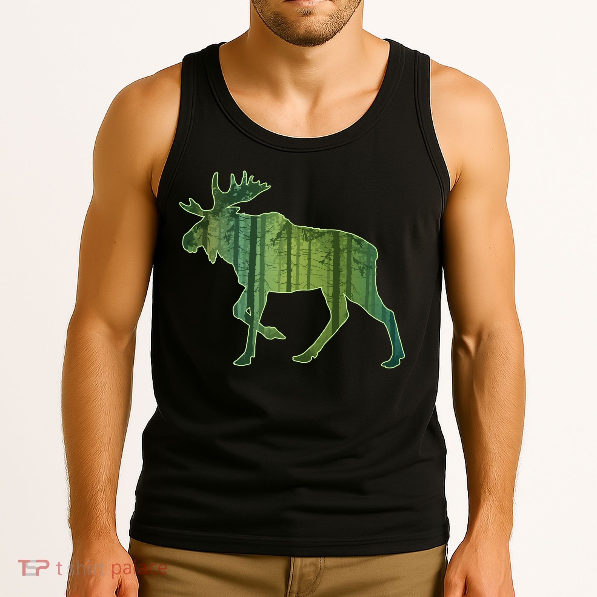 Moose Forest Silhouette Tank Top