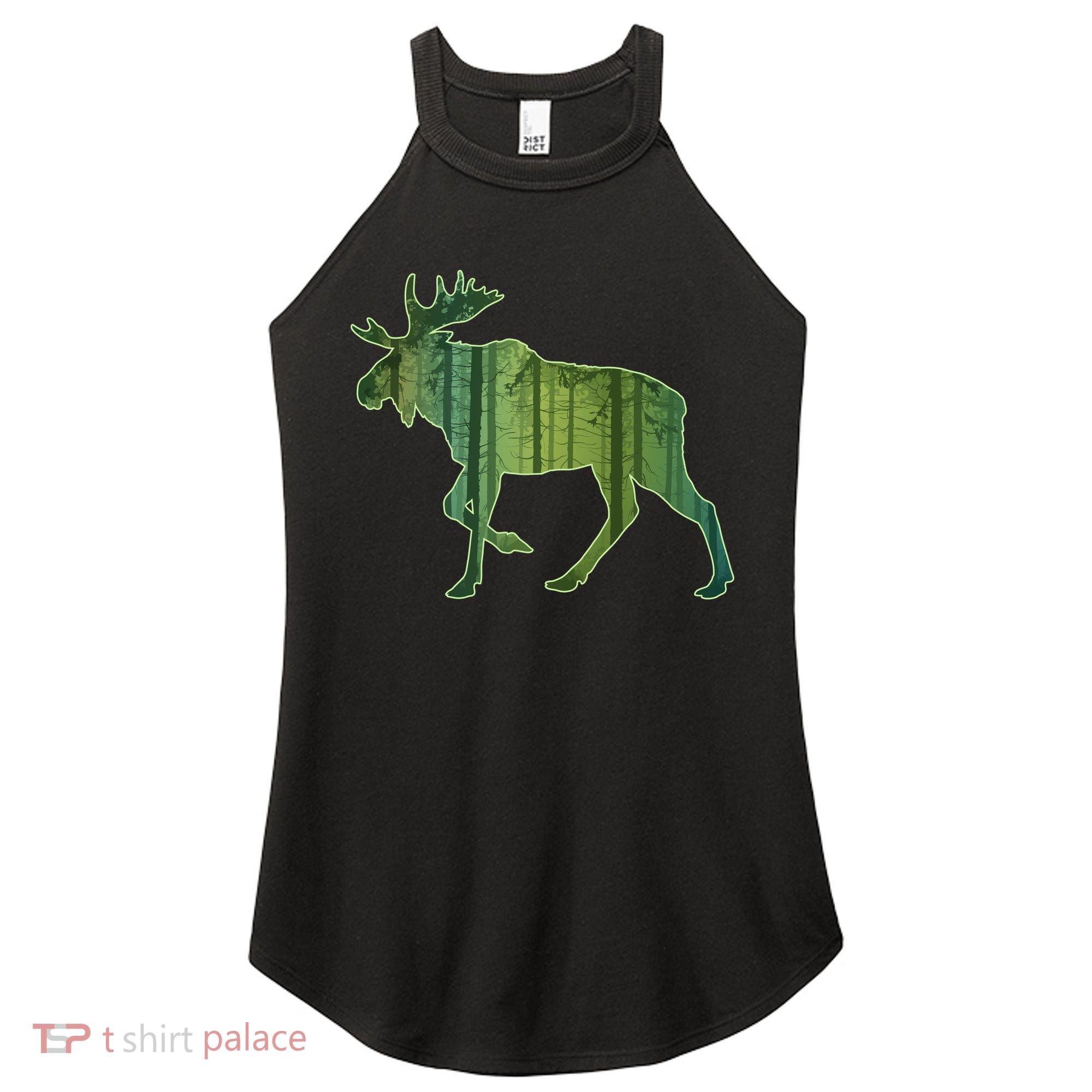 Moose Forest Silhouette Women's Perfect Tri Rocker Tank