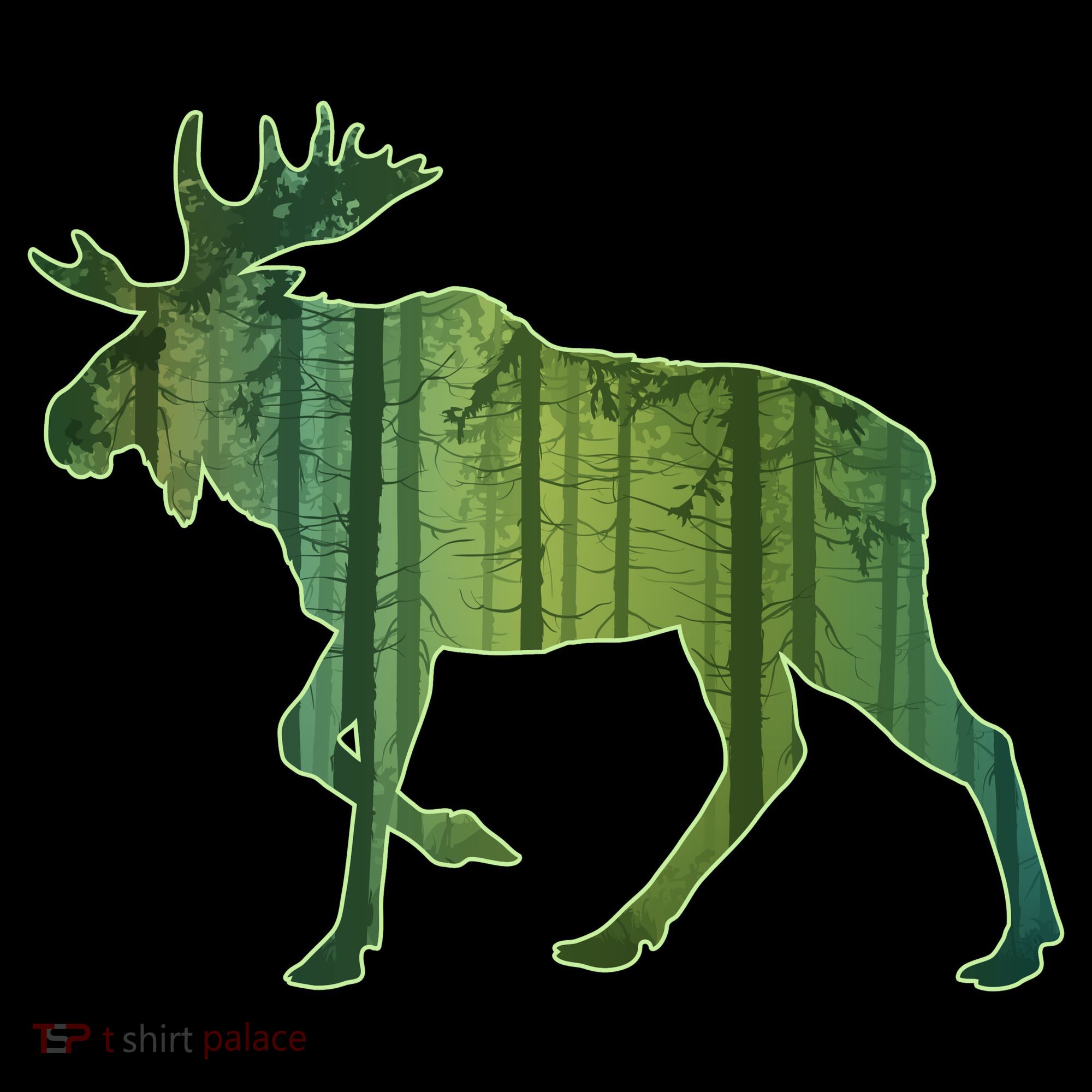 Moose Forest Silhouette Kids Long Sleeve Shirt