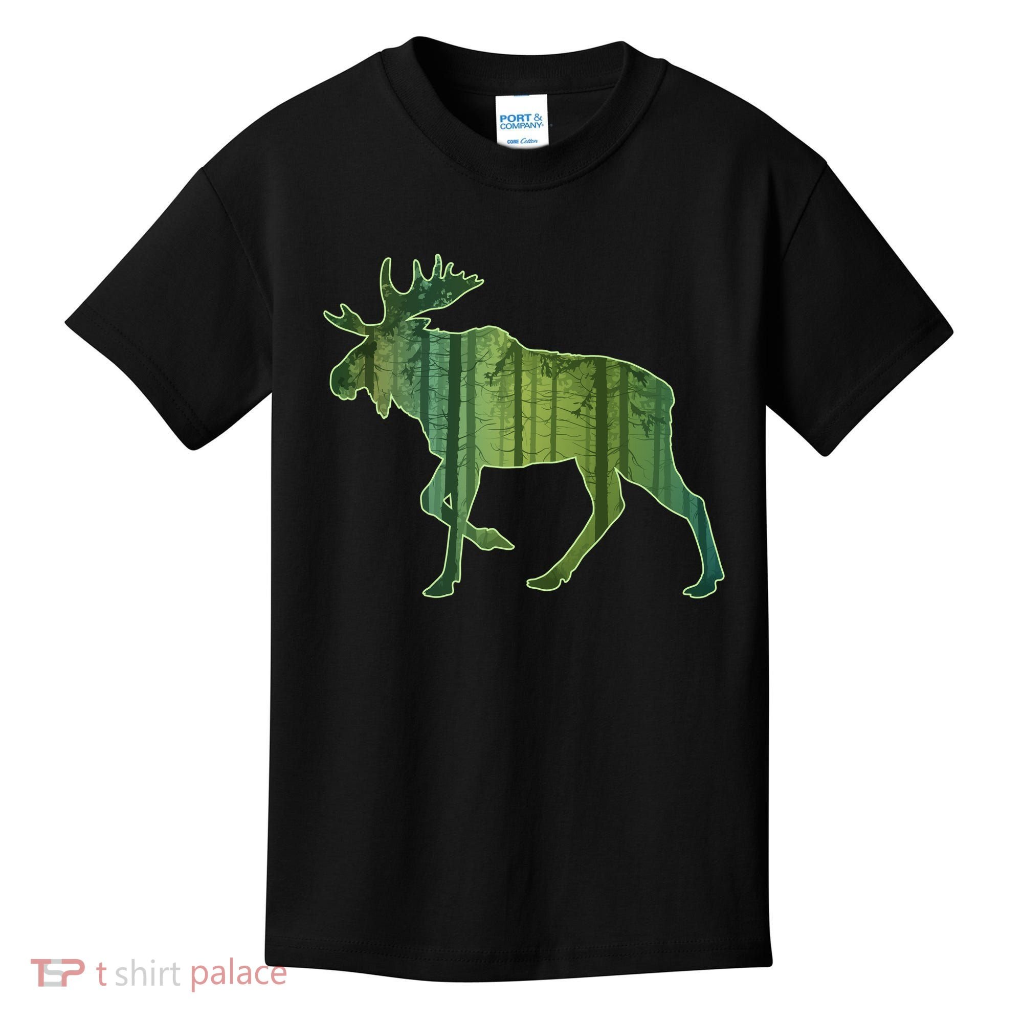 Moose Forest Silhouette Kids T-Shirt