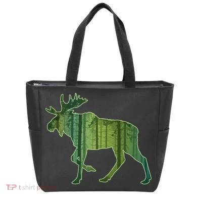 Moose Forest Silhouette Tote Bag