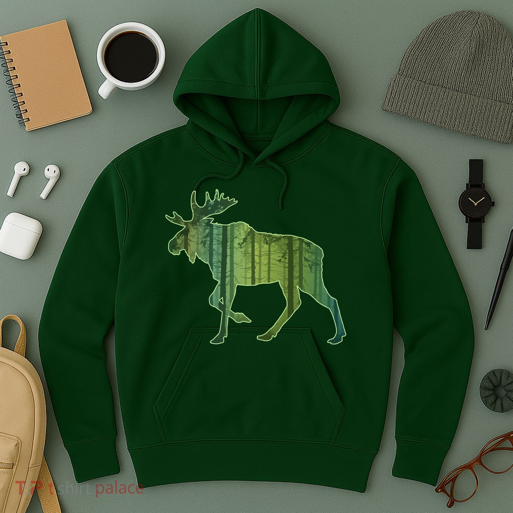 Moose Forest Silhouette Hoodie