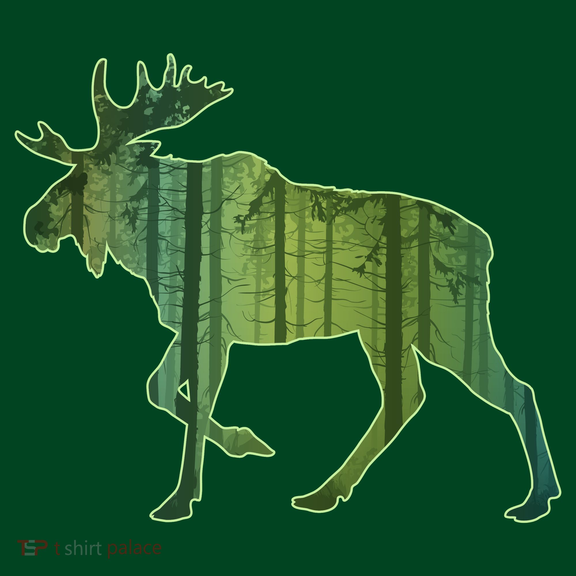 Moose Forest Silhouette Polo