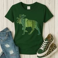 Moose Forest Silhouette Women's T-Shirt thumb 3
