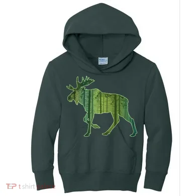 Moose Forest Silhouette Kids Hoodie