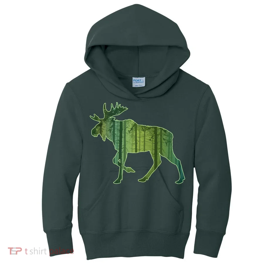 Moose Forest Silhouette Kids Hoodie