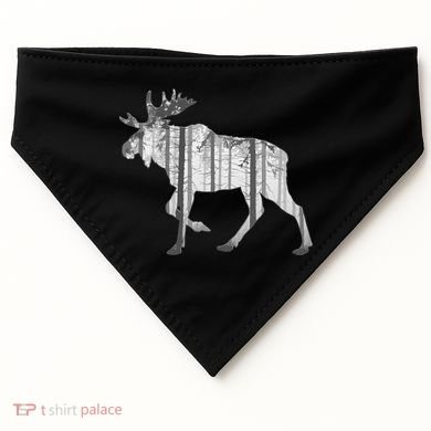 Moose Forest Silhouette Grey Style USA-Made Doggie Bandana