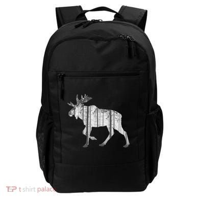 Moose Forest Silhouette Grey Style Backpack
