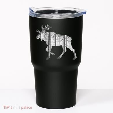 Moose Forest Silhouette Grey Style Tumbler
