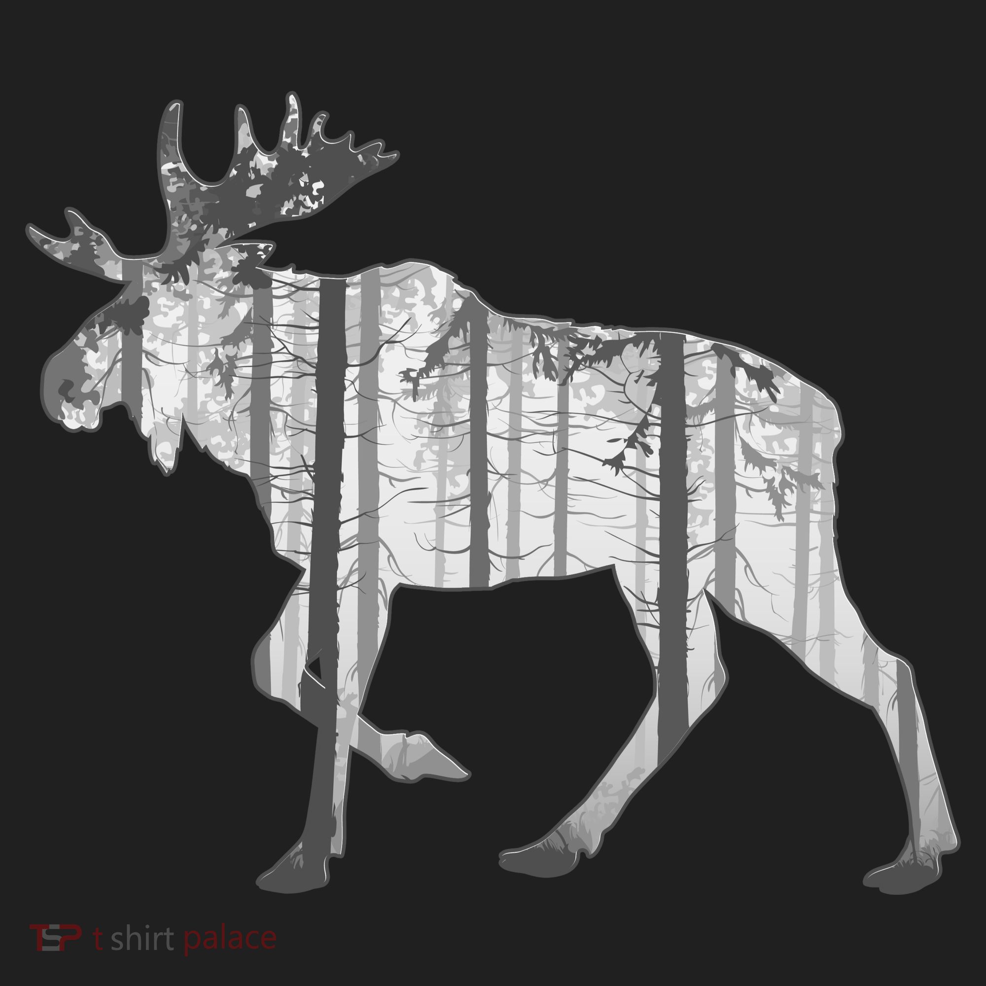 Moose Forest Silhouette Grey Style Tumbler