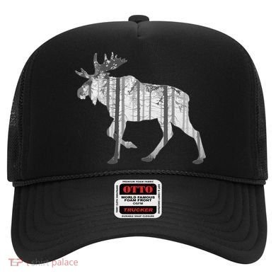 Moose Forest Silhouette Grey Style Hat