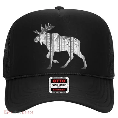 Moose Forest Silhouette Grey Style Hat