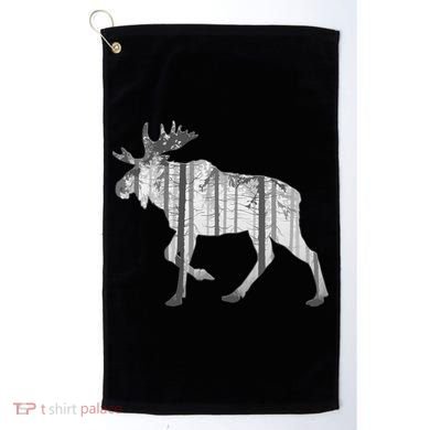 Moose Forest Silhouette Grey Style Golf Towel