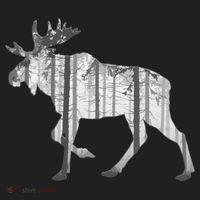 Moose Forest Silhouette Grey Style Golf Towel thumb 3