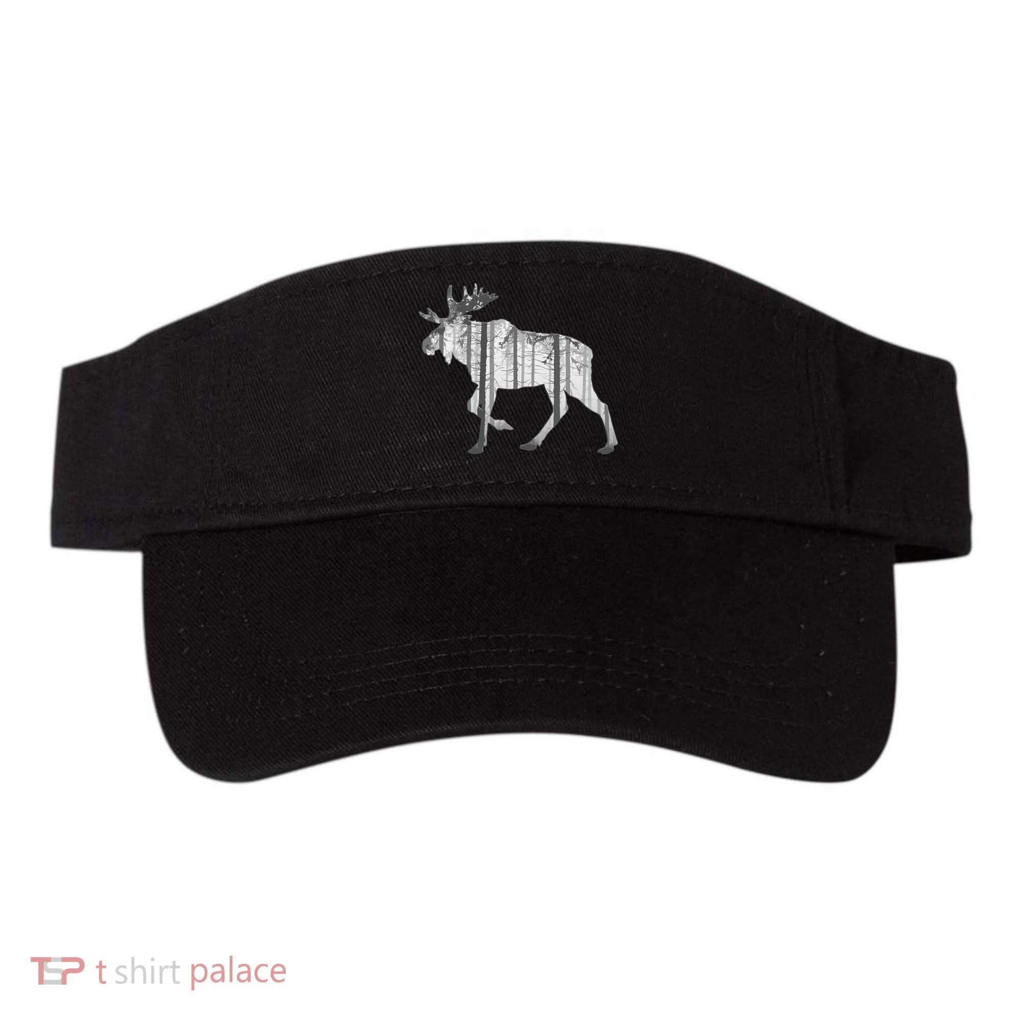 Moose Forest Silhouette Grey Style Visor