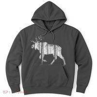 Moose Forest Silhouette Grey Style Hoodie thumb 0