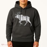 Moose Forest Silhouette Grey Style Hoodie thumb 2