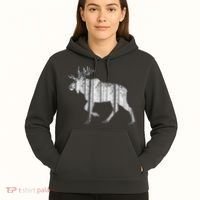 Moose Forest Silhouette Grey Style Hoodie thumb 5