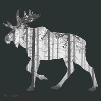 Moose Forest Silhouette Grey Style Hoodie thumb 7