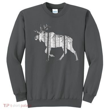 Moose Forest Silhouette Grey Style Sweatshirt