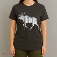 Moose Forest Silhouette Grey Style T-Shirt thumb 4