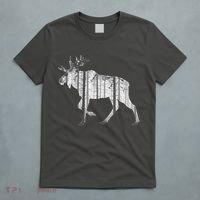 Moose Forest Silhouette Grey Style T-Shirt thumb 5