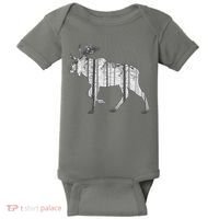 Moose Forest Silhouette Grey Style Baby Bodysuit thumb 0