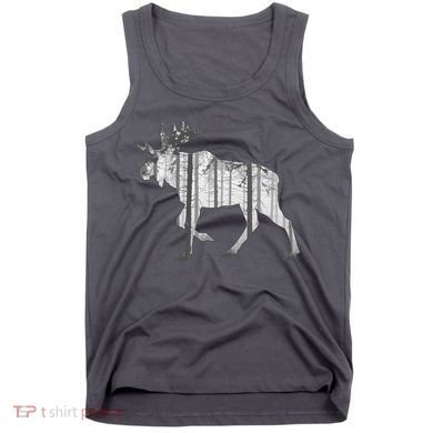 Moose Forest Silhouette Grey Style Tank Top