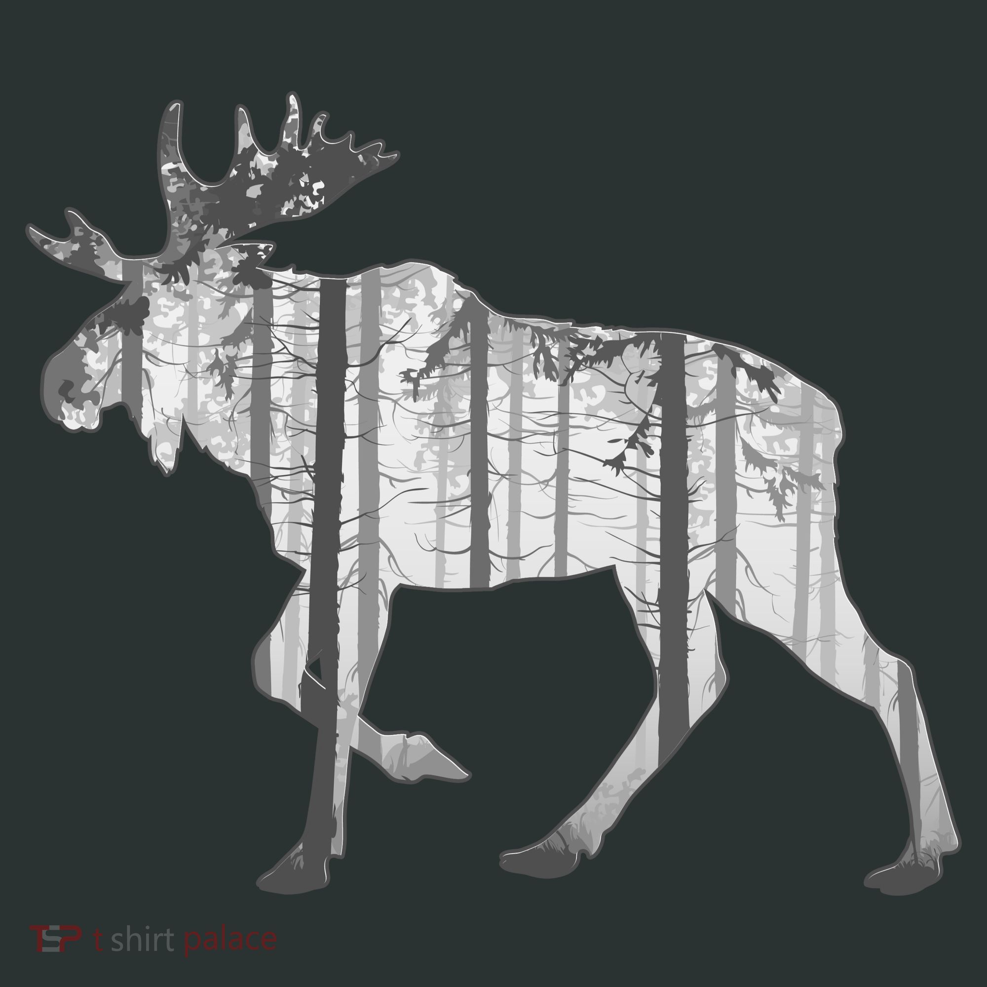 Moose Forest Silhouette Grey Style Tank Top