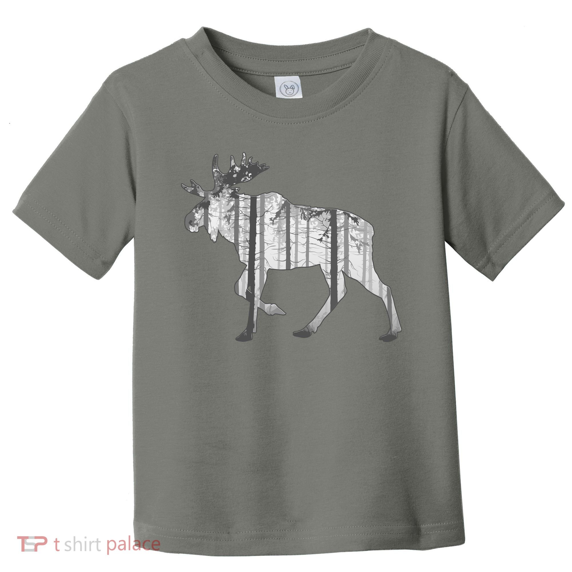 Moose Forest Silhouette Grey Style Toddler T-Shirt