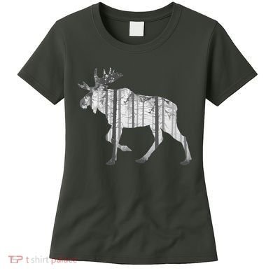 Moose Forest Silhouette Grey Style Women's T-Shirt