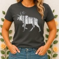 Moose Forest Silhouette Grey Style Women's T-Shirt thumb 2