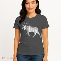 Moose Forest Silhouette Grey Style Women's T-Shirt thumb 4