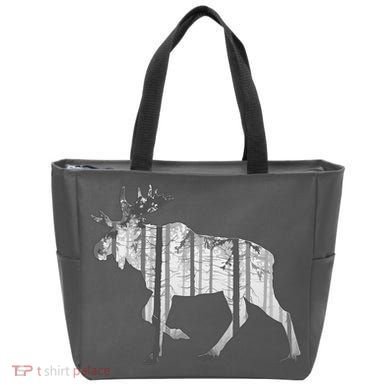Moose Forest Silhouette Grey Style Tote Bag