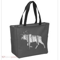 Moose Forest Silhouette Grey Style Tote Bag thumb 2