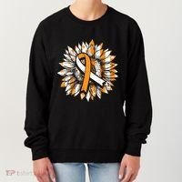 Ms Orange Ribbon Multiple Sclerosis Awareness Sunflower Gift Women's Sweatshirt thumb 0