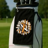 Ms Orange Ribbon Multiple Sclerosis Awareness Sunflower Gift Golf Towel thumb 2