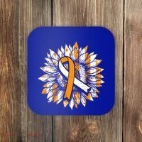 Ms Orange Ribbon Multiple Sclerosis Awareness Sunflower Gift Coaster thumb 0