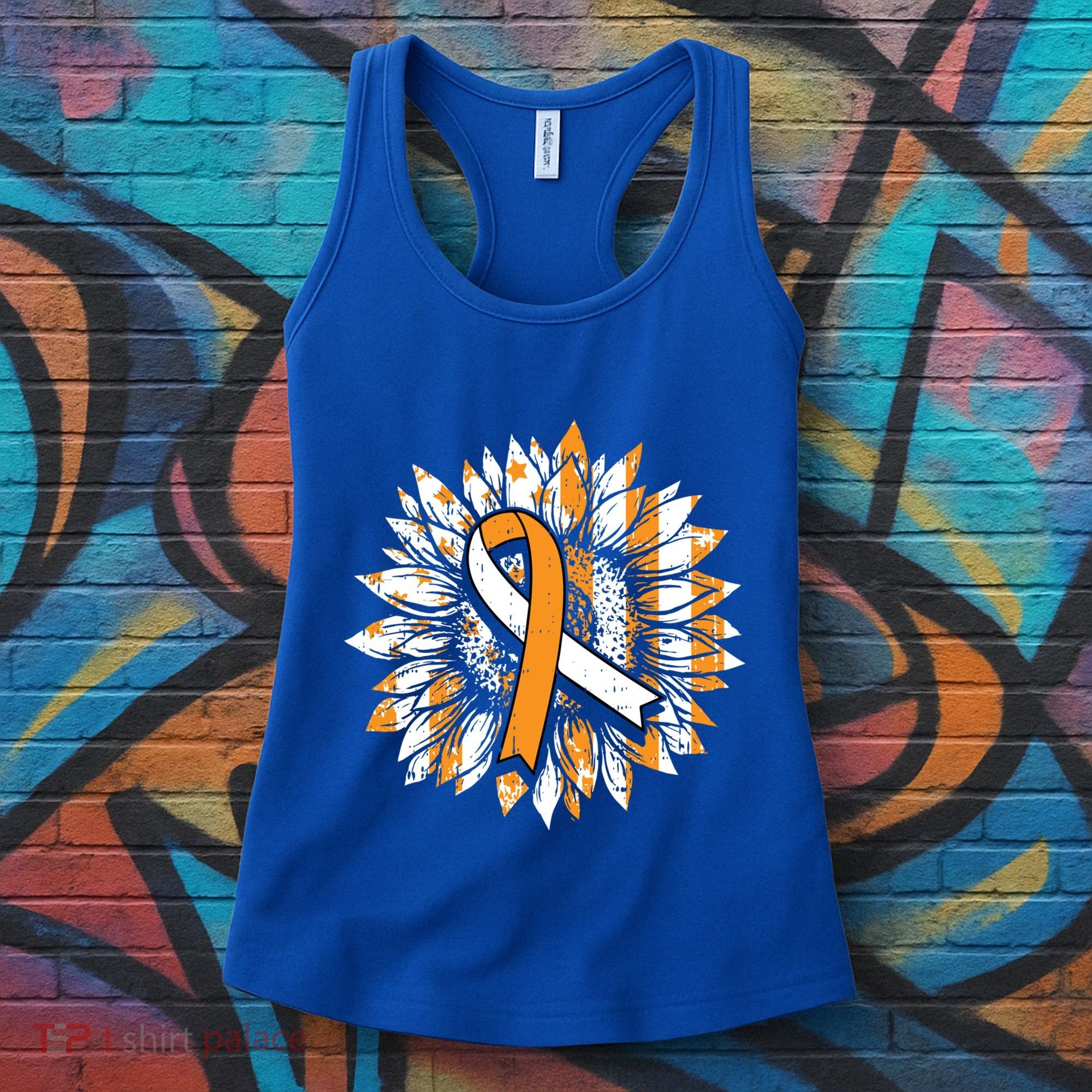 Ms Orange Ribbon Multiple Sclerosis Awareness Sunflower Gift Women's Tank Top