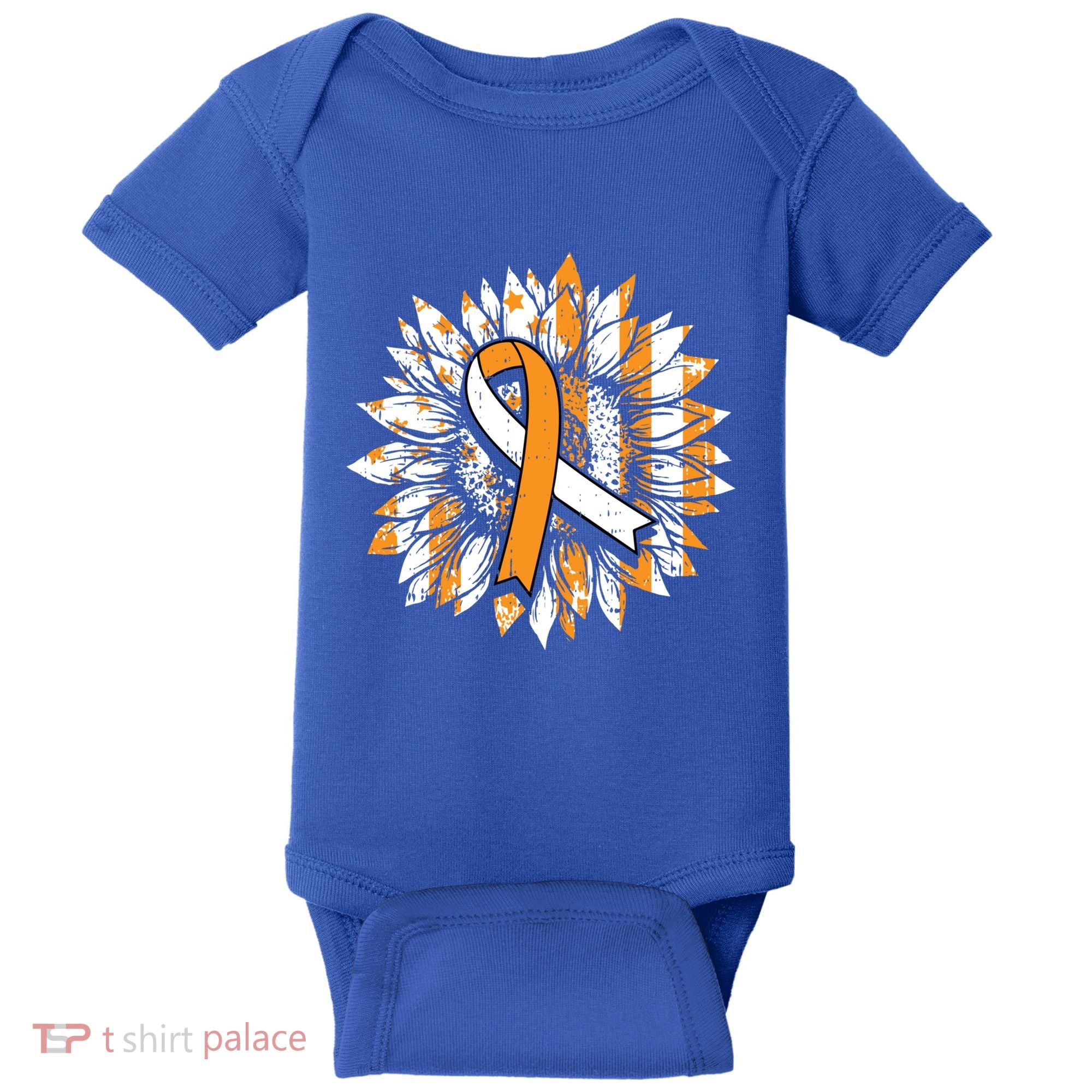 Ms Orange Ribbon Multiple Sclerosis Awareness Sunflower Gift Baby Bodysuit