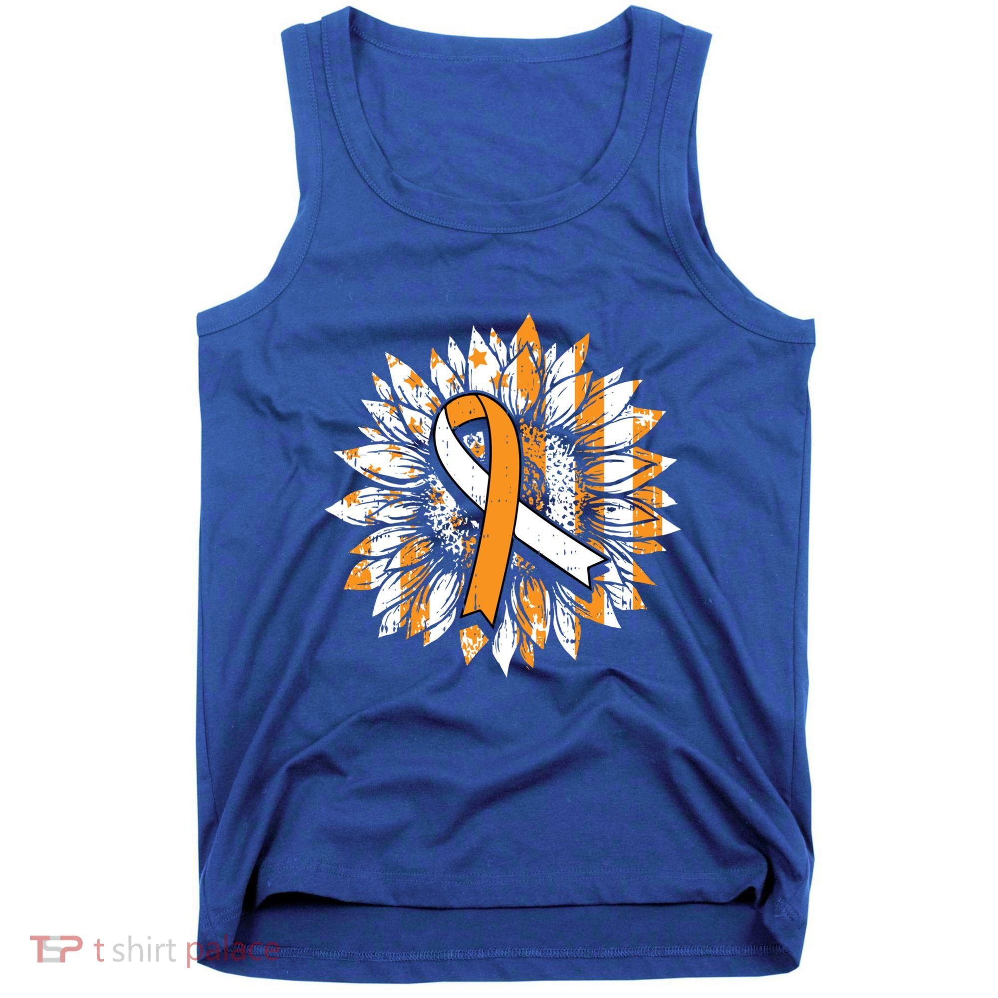 Ms Orange Ribbon Multiple Sclerosis Awareness Sunflower Gift Tank Top
