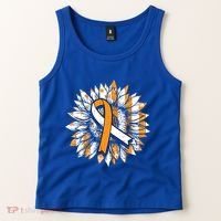 Ms Orange Ribbon Multiple Sclerosis Awareness Sunflower Gift Tank Top thumb 2