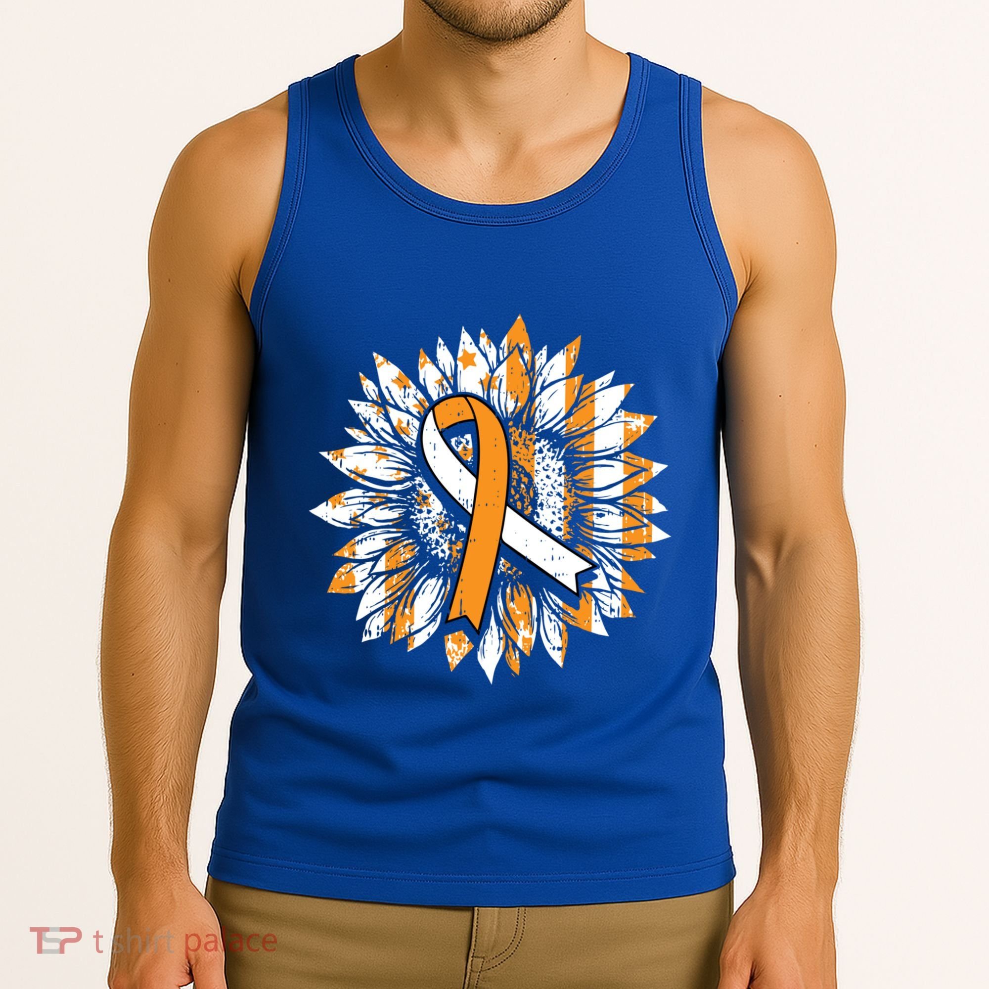 Ms Orange Ribbon Multiple Sclerosis Awareness Sunflower Gift Tank Top