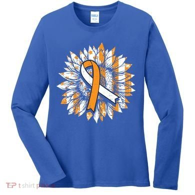 Ms Orange Ribbon Multiple Sclerosis Awareness Sunflower Gift Women's Long Sleeve Shirt
