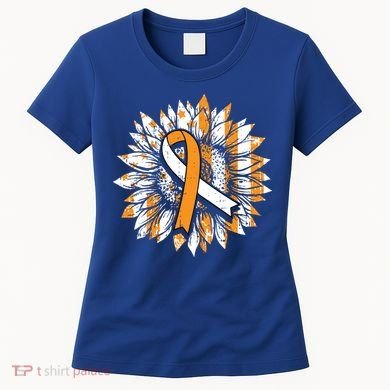 Ms Orange Ribbon Multiple Sclerosis Awareness Sunflower Gift Women's T-Shirt