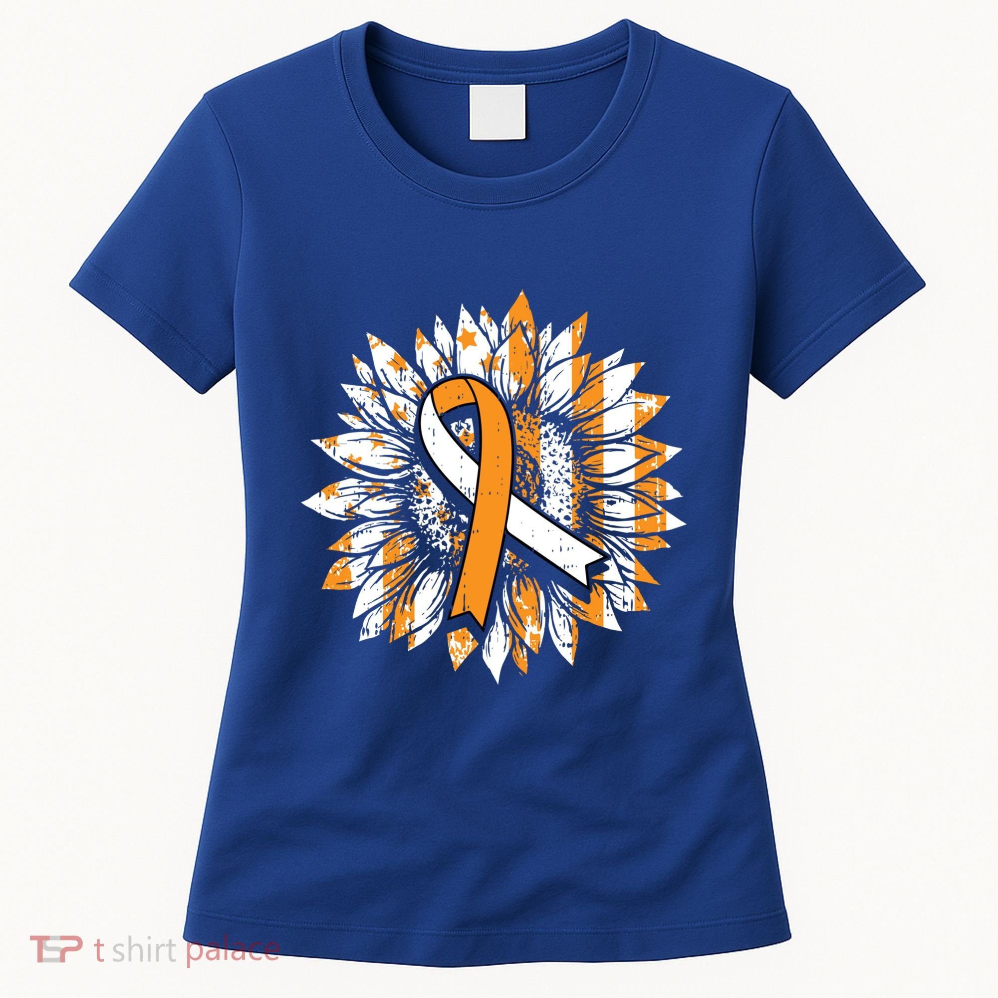 Ms Orange Ribbon Multiple Sclerosis Awareness Sunflower Gift Women's T-Shirt