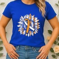 Ms Orange Ribbon Multiple Sclerosis Awareness Sunflower Gift Women's T-Shirt thumb 2