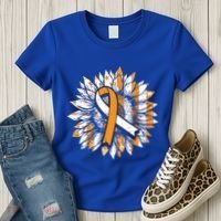 Ms Orange Ribbon Multiple Sclerosis Awareness Sunflower Gift Women's T-Shirt thumb 3